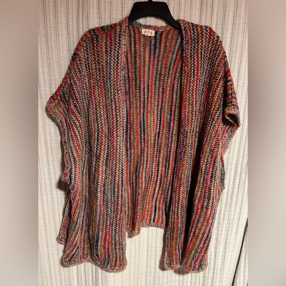 POL Multicolored Vibrant Striped Women's Open Front Cardigan